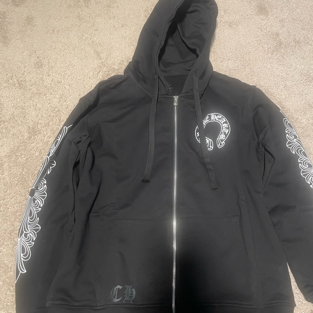 Chrome Hearts Black Zip Up Sweater